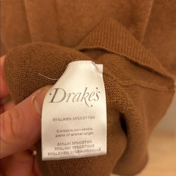 Drake's - Brown Knitted Linen-Cotton Short-Sleeve Polo Shirt - Size M - Picture 7 of 9